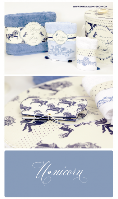 Trusou de botez brodat pentru baiati elegant cu unicorni, Butter Horse 9